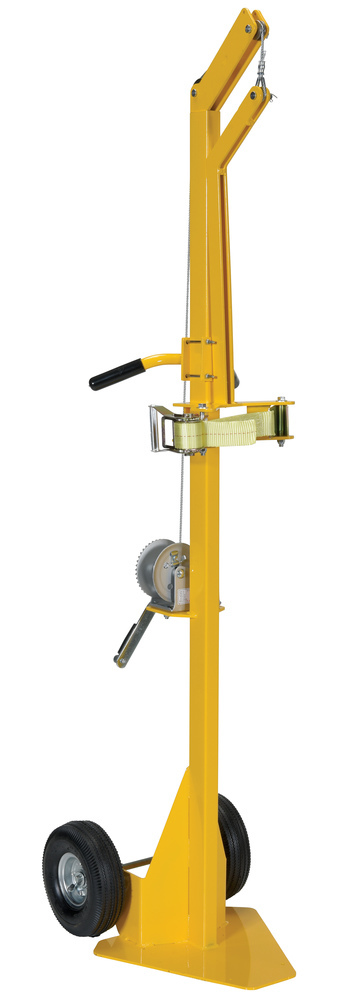 Portable Cylinder Lifter - Pneumatic Wheels - Steel Construction - Powder-Coated Yellow - 1