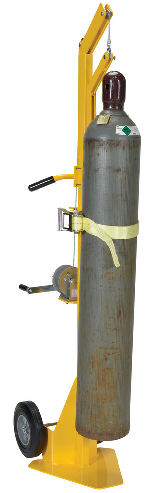 Portable Cylinder Lifter - Hard Rubber Wheels - Steel Construction - Powder-Coated Yellow - 5