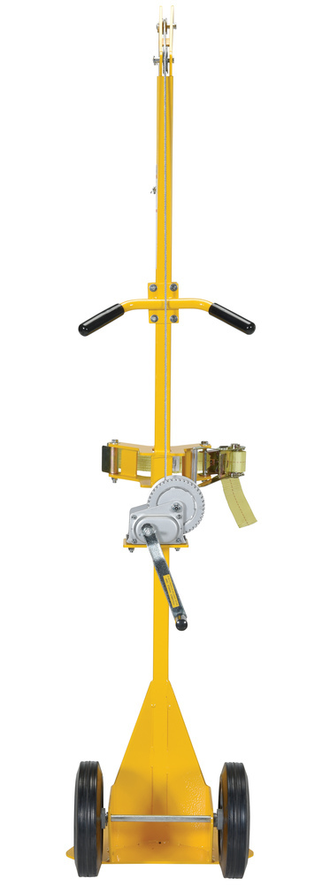 Portable Cylinder Lifter - Hard Rubber Wheels - Steel Construction - Powder-Coated Yellow - 4
