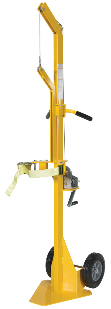 Portable Cylinder Lifter - Hard Rubber Wheels - Steel Construction - Powder-Coated Yellow - 2