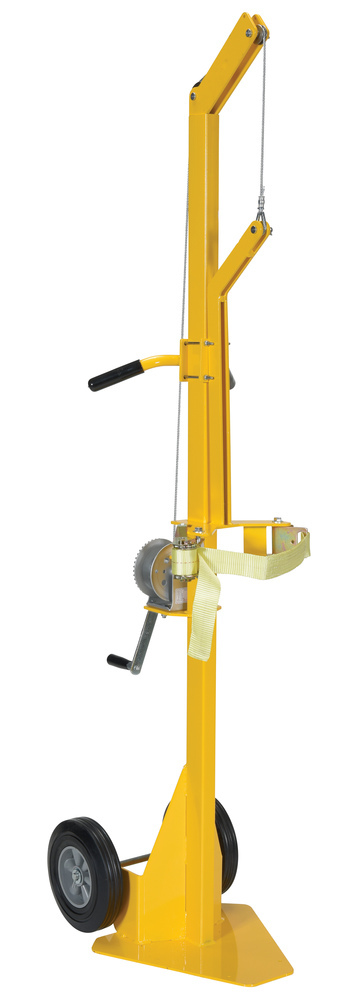 Portable Cylinder Lifter - Hard Rubber Wheels - Steel Construction - Powder-Coated Yellow - 1