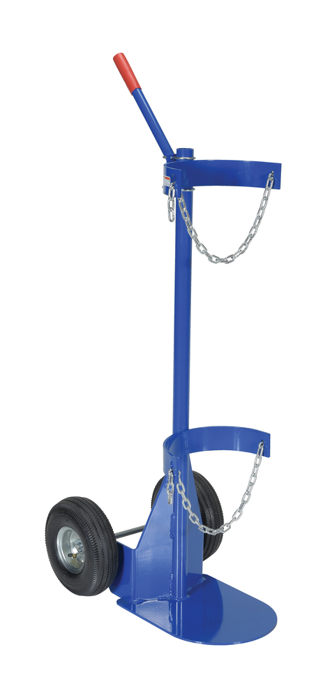 Cylinder Dolly - Pneumatic Wheels - Tilt Back Unit - Restraint Chains - Blue - 1
