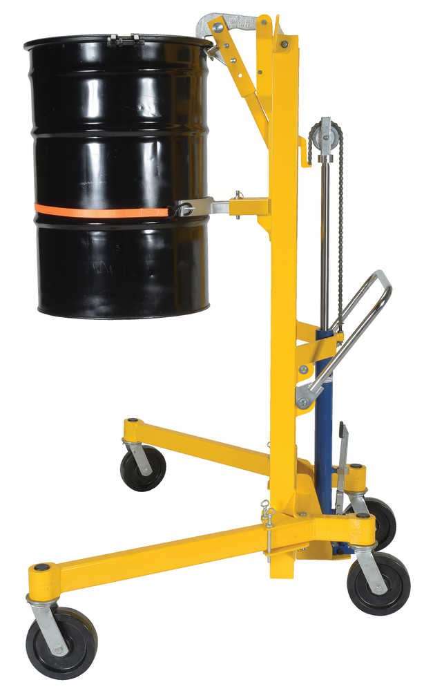Drum Transporter - Foot Pump Lift Mechanism - 880 lbs - Steel Jaw - Yellow - 5
