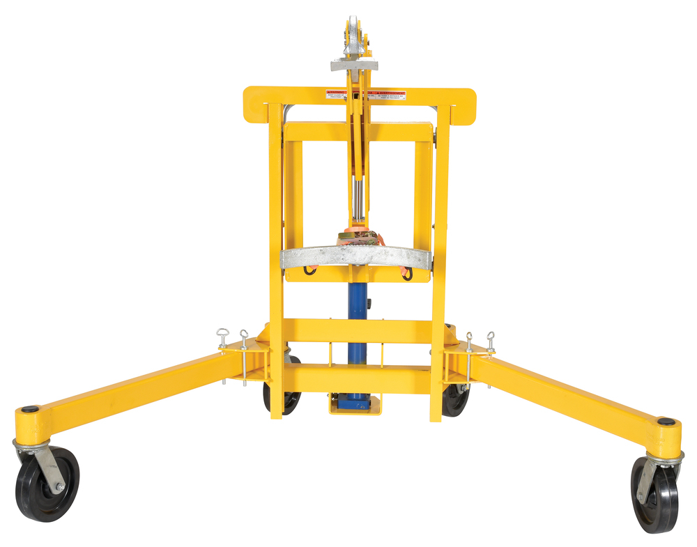 Drum Transporter - Foot Pump Lift Mechanism - 1500 lbs - Steel Jaw - Yellow - 3