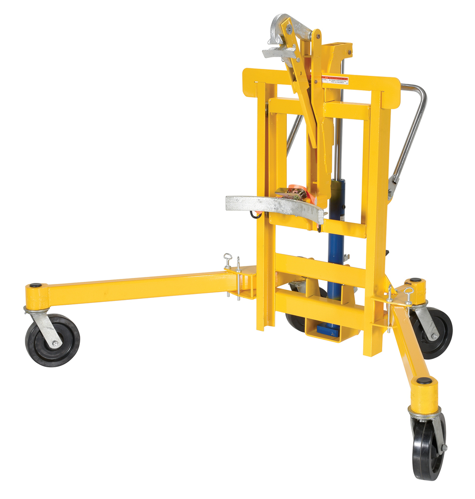 Drum Transporter - Foot Pump Lift Mechanism - 1500 lbs - Steel Jaw - Yellow - 2
