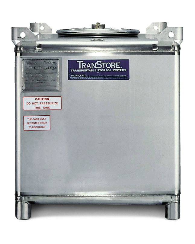 Stainless Steel IBC Tote - 250-Gallon - Minimal Maintenance - One-Piece Sloped Bottom - 1
