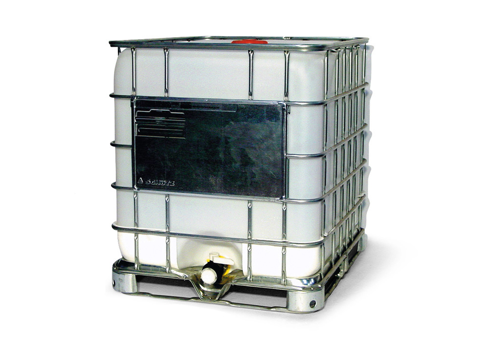 Poly IBC Tote - 275-Gallon - Steel Base - HDPE - Forklift Accessible - Tubular Steel Cage - 1