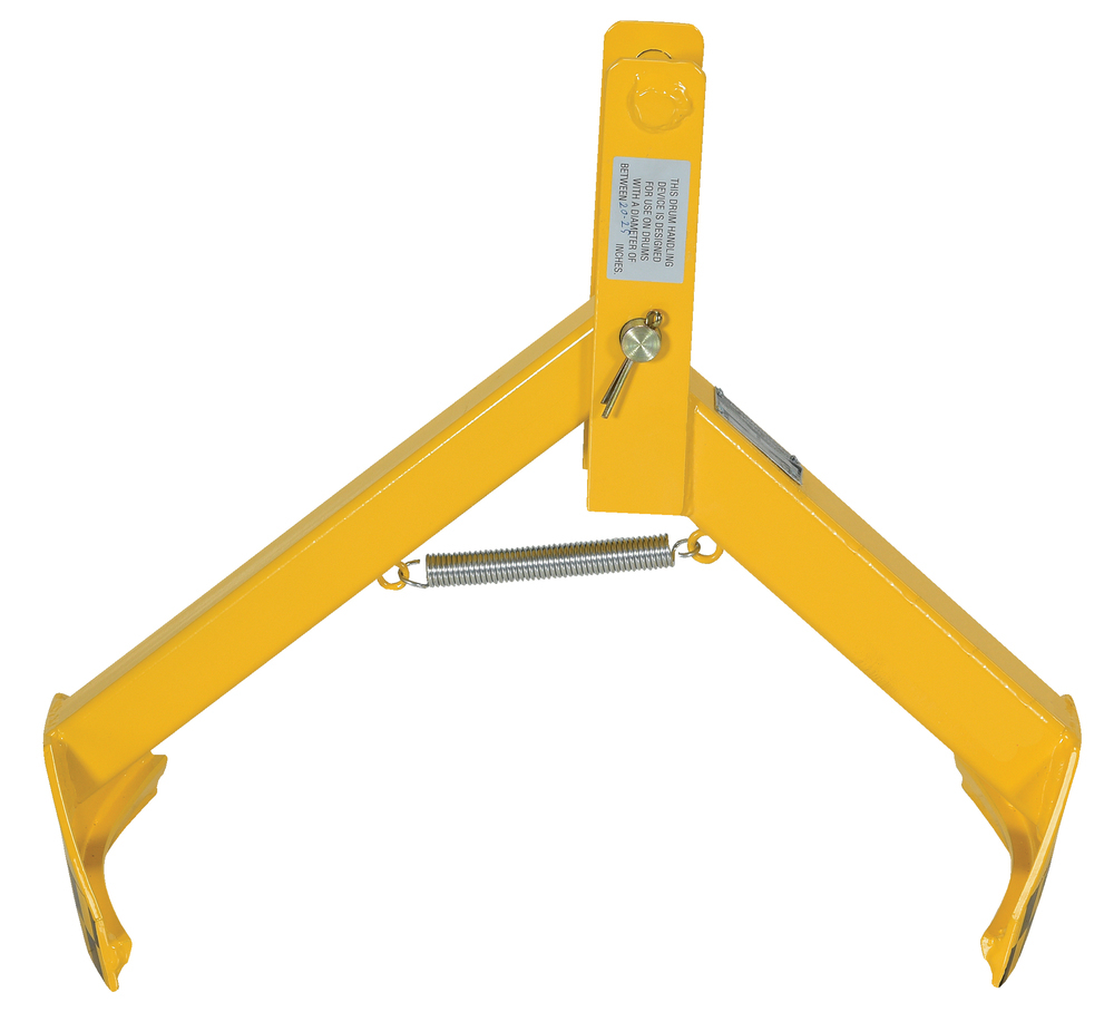 Drum Lifter - Crane/Hoist - 20-25 In Diameter - Steel Construction - Spring Loaded Arms - Yellow - 3