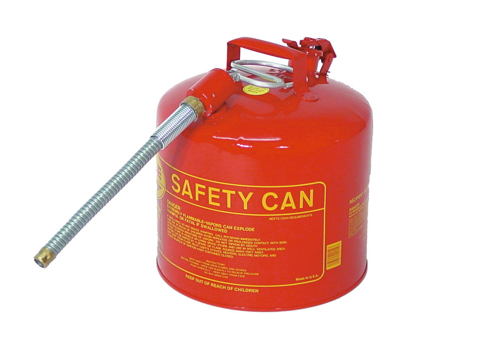 Type II Safety Can - FM Approved - 2 Gallon - Red - Steel Construction - Self-Closing Lid - 1