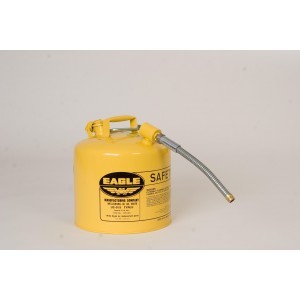Type II Safety Can - FM Approved - 5 Gallon - Yellow - Steel Construction - Self-Closing Lid - 1