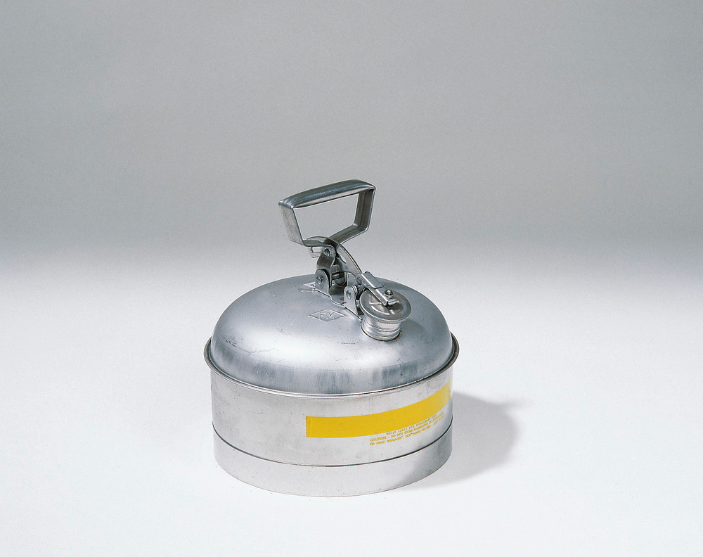 Type I Safety Can - FM Approved - 2.5 Gallon - Stainless Steel Construction - Self-Closing Lid - 1