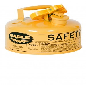 Type I Safety Can - FM Approved - 2 Quart - Yellow - Steel Construction - Self-Closing Lid - 1