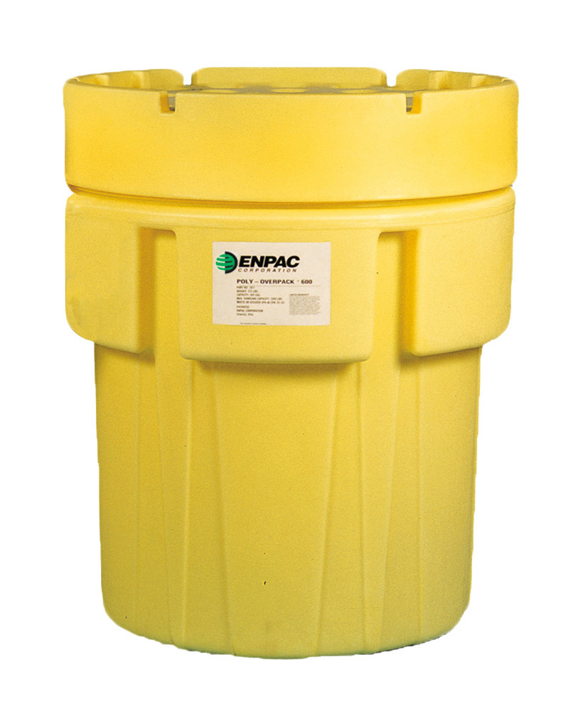 Overpack Drum - 600-Gallons - Poly Construction - Stackable - High-Viz Yellow - 1051-YE - 1