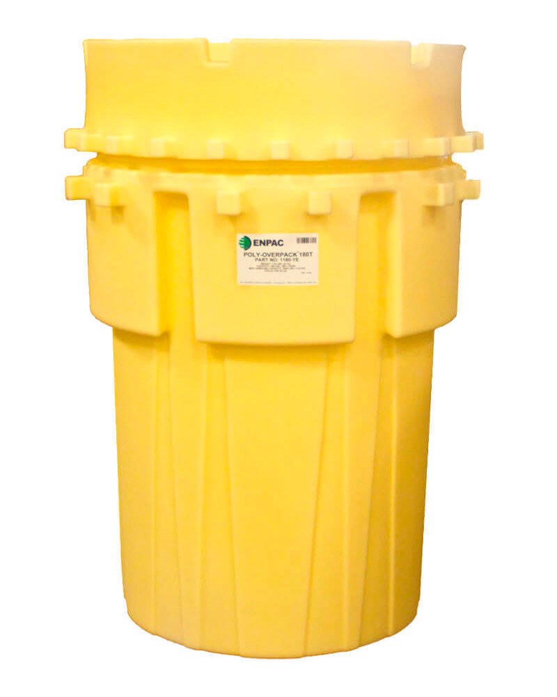 Overpack Drum - 180-Gallons - Poly Construction - Stackable - High-Viz Yellow - 1180-YE - 1