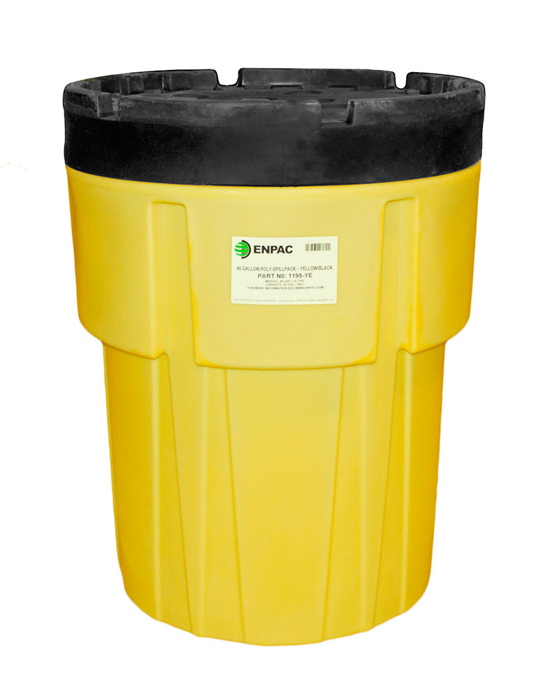 Spillpack Poly Drum - 95-Gallons - Easy-Off Nonthreaded Lid - Yellow Base - 1195-YE - 1
