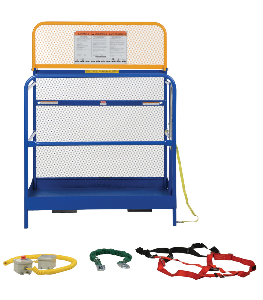 Work Platform - Full Features - 48 in x 48 in - Steel Construction - Automatic Locking Gate - Blue - 3