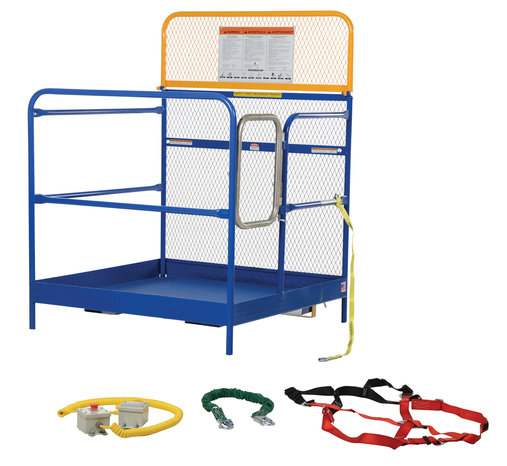 Work Platform - Full Features - 48 in x 48 in - Steel Construction - Automatic Locking Gate - Blue - 2