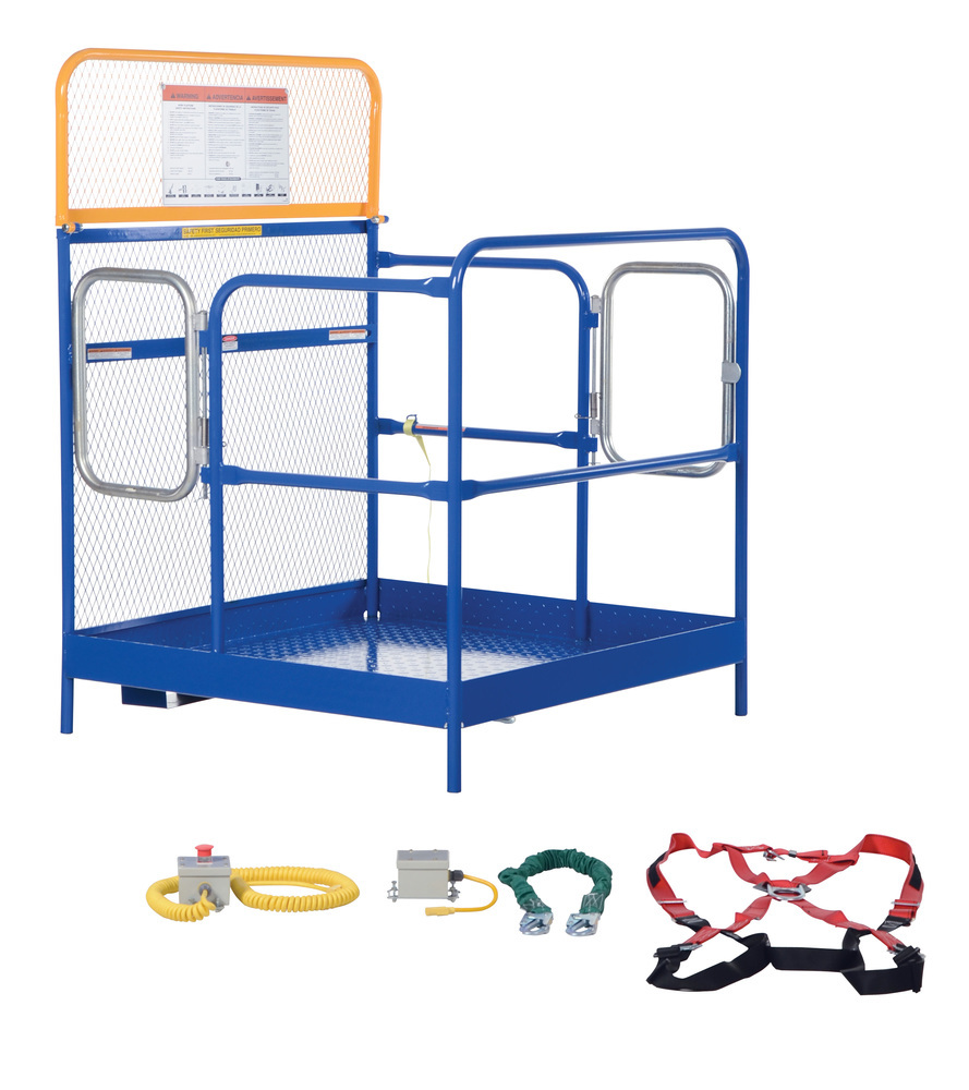 Work Platform - Full Features - 2 Door Entry - Steel Construction - Automatic Locking Gate - Blue - 1