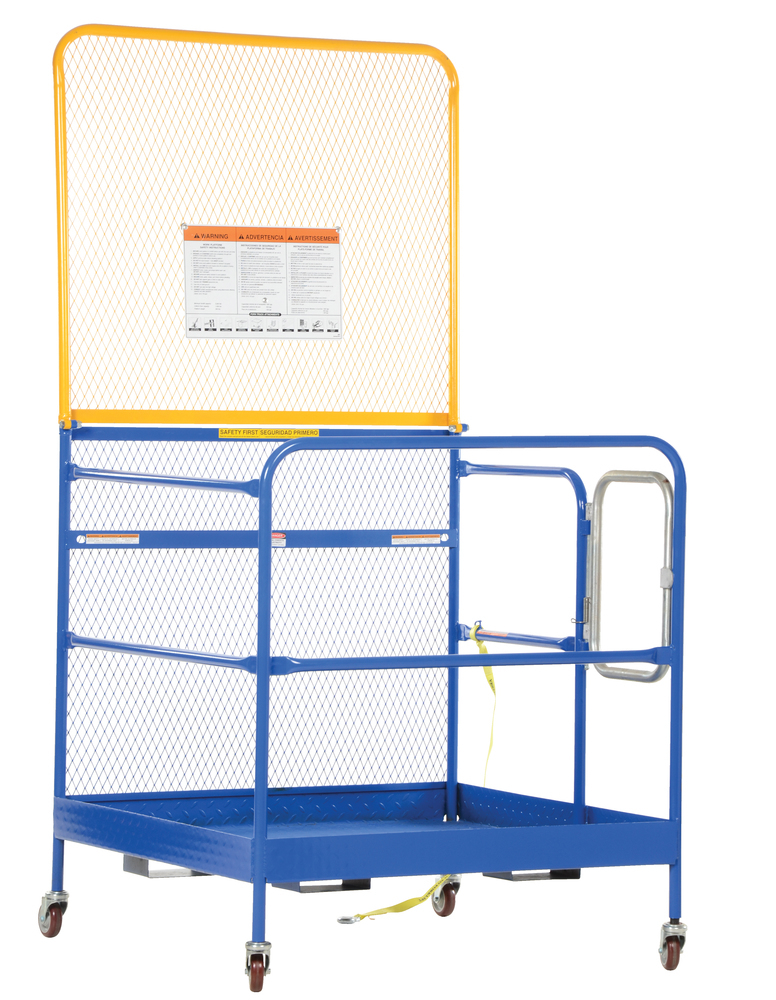 Work Platform - 48 in x 48 in - 84 in Back - Casters - Steel - Automatic Locking Gate - 1