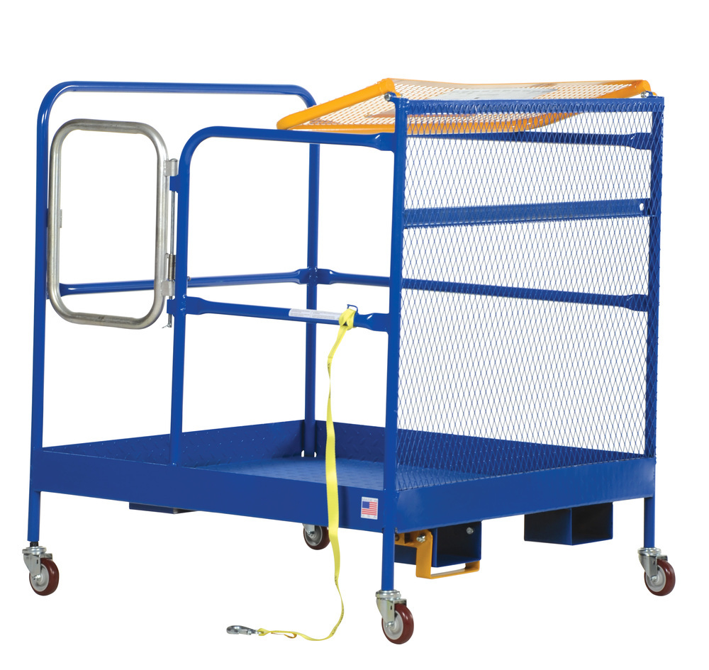 Work Platform - 48 in x 48 in - with Casters - Steel Construction - Automatic Locking Gate - 4