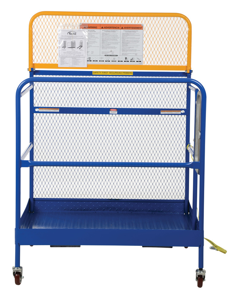 Work Platform - 48 in x 48 in - with Casters - Steel Construction - Automatic Locking Gate - 3