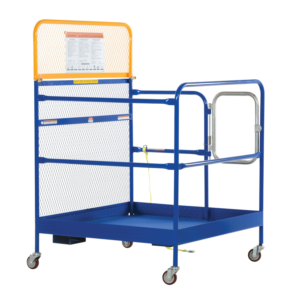 Work Platform - 48 in x 48 in - with Casters - Steel Construction - Automatic Locking Gate - 1