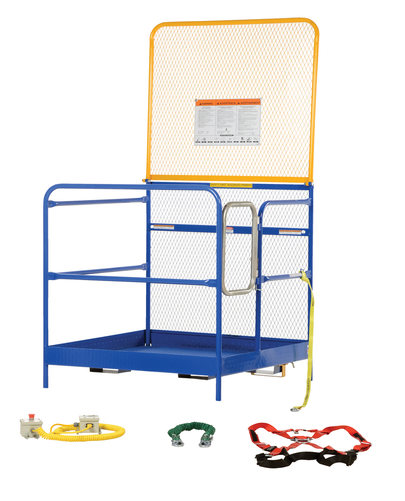 Work Platform - Full Features - 84 In Back - Steel Construction - Automatic Locking Gate - Blue - 2