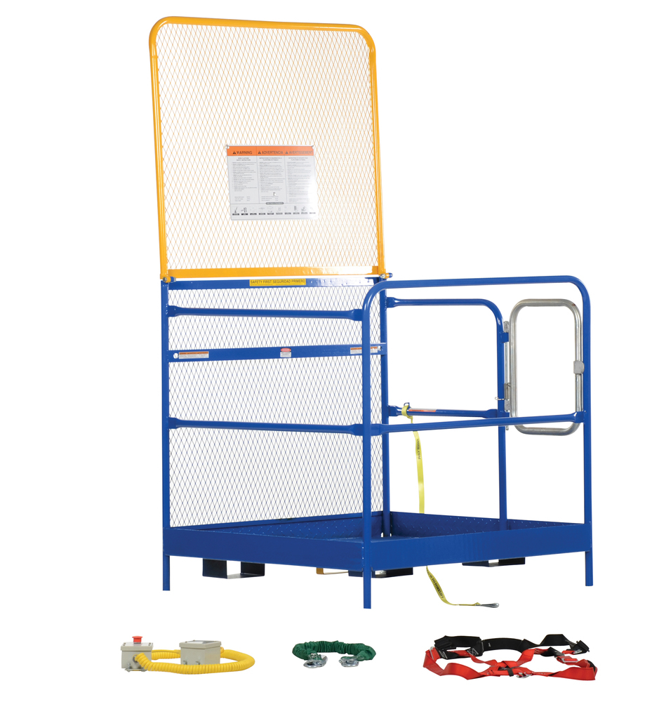 Work Platform - Full Features - 84 In Back - Steel Construction - Automatic Locking Gate - Blue - 1