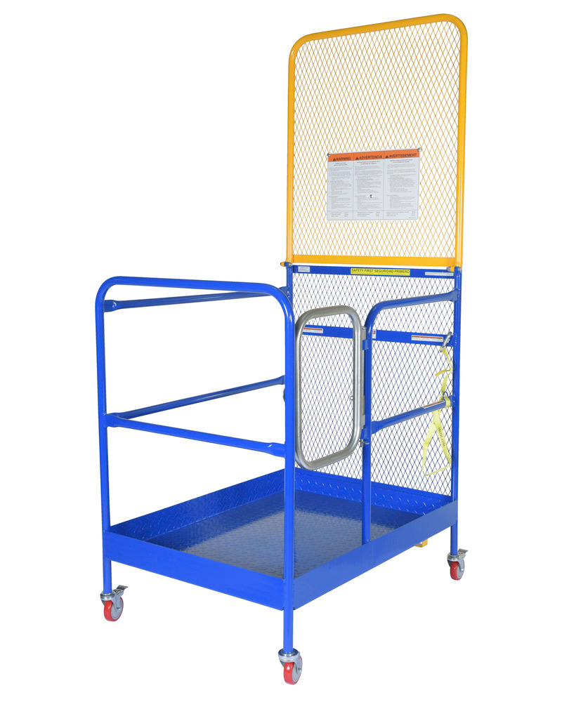 Work Platform - 36 in x 48 in - with Casters - Steel Construction - Automatic Locking Gate - 1
