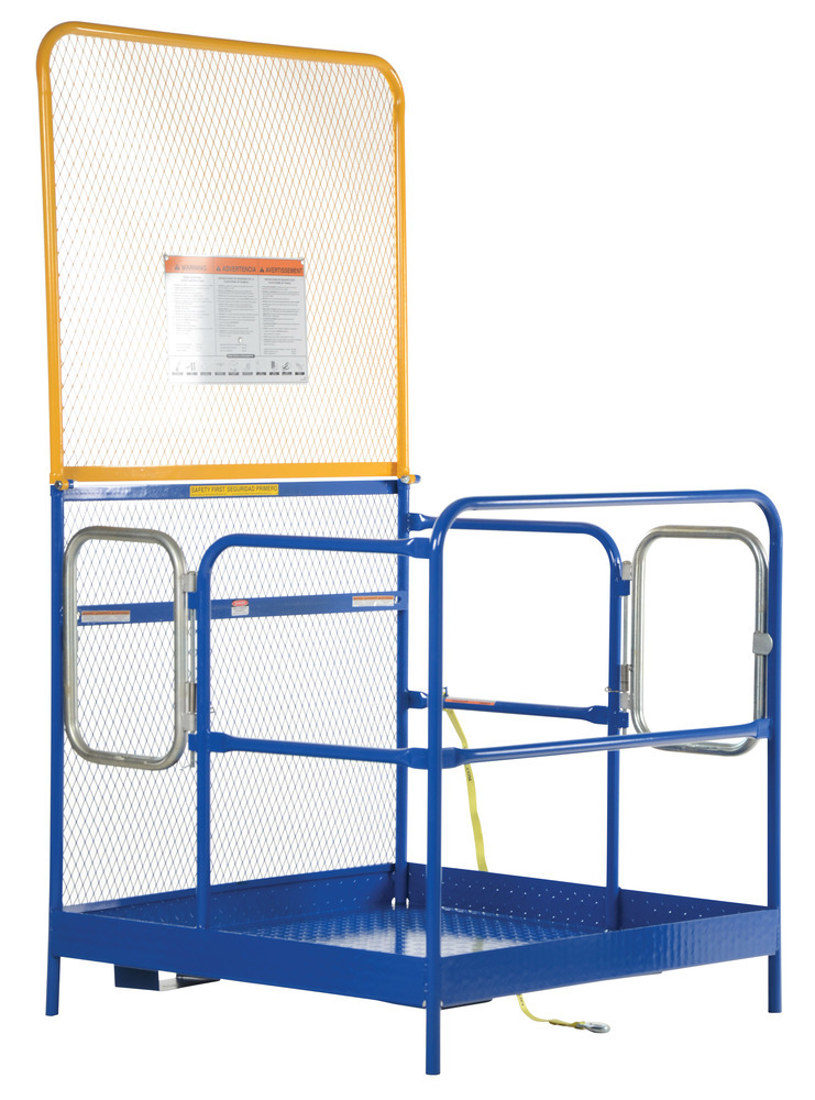 Work Platform - 36 in x 36 in - 84 in Expanding Back - Steel Construction - Automatic Locking Gate - 1