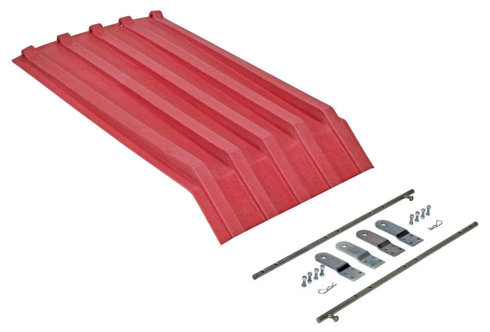 Poly Hopper Lid - for Size .25 - Style H - Crown for Water Drainage - Red - 1