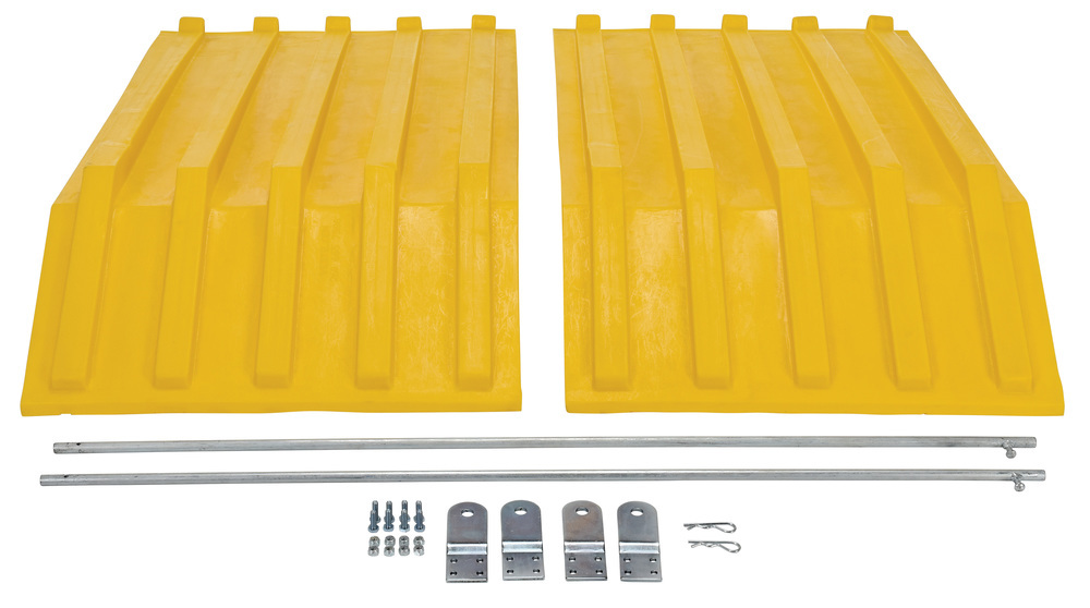 Poly Hopper Lid - for Size 1 - Style H - Crown for Water Drainage - Yellow - 3