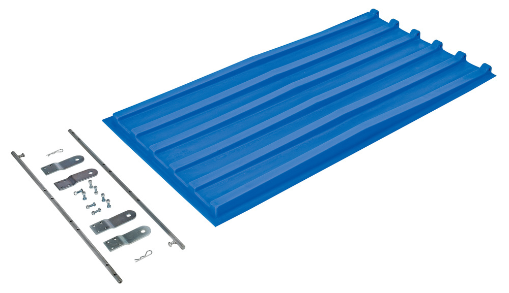 Poly Hopper Lid - for Size .75 - Style D - Crown for Water Drainage - Blue - 2