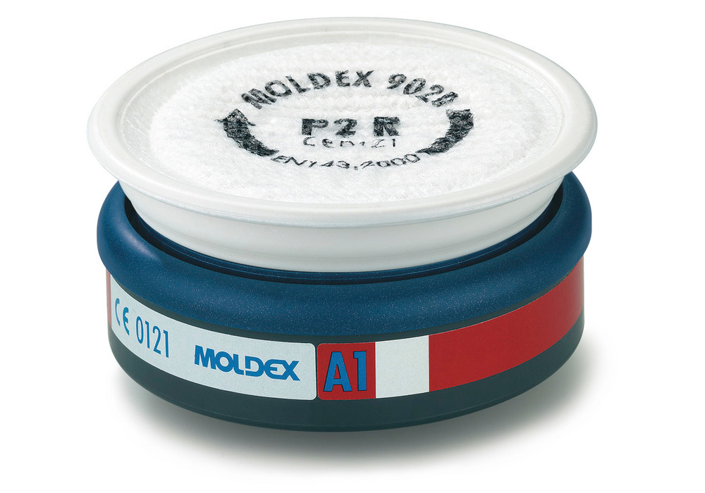 Moldex EasyLock kombifilter A1P2 R, til masker af serien 7000/9000, stk. pr. pakke = 8 stk. - 1