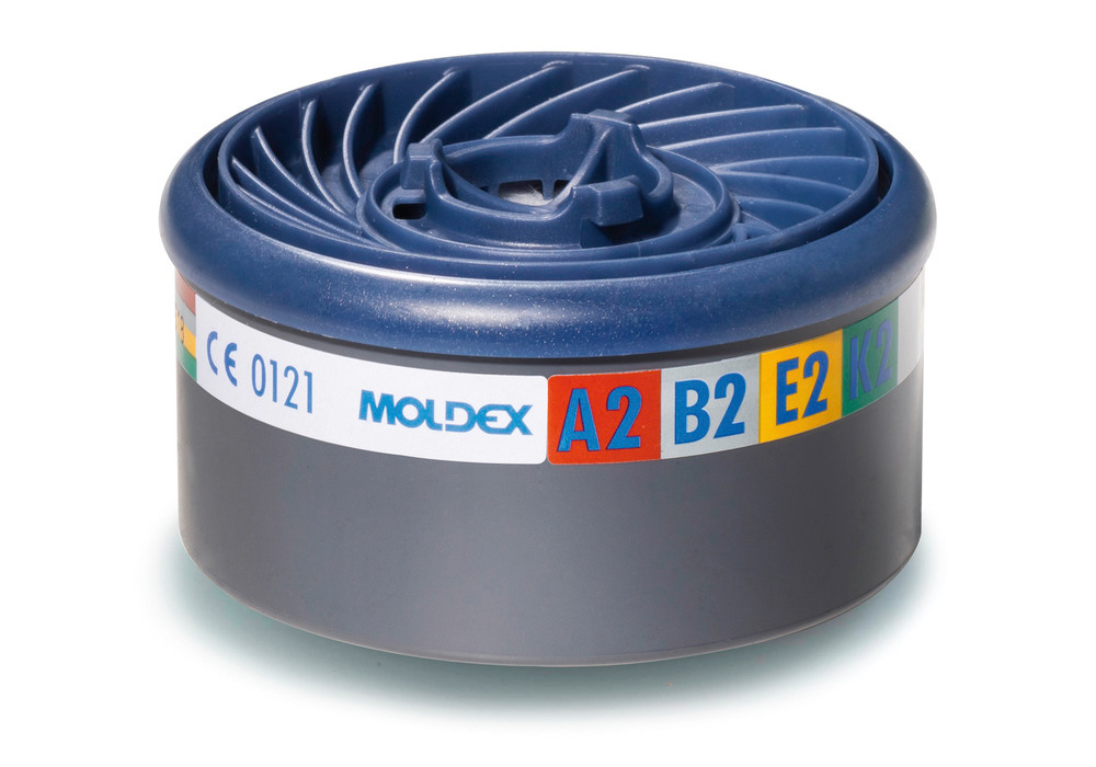 Moldex EasyLock gasfilter A2B2E2K2, til masker af serien 7000/9000, stk. pr. pakke = 8 stk. - 1
