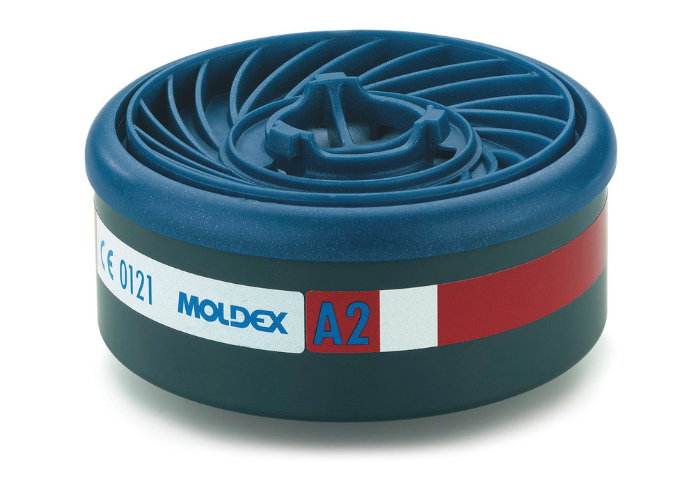 Moldex EasyLock gasfilter A2, til masker af serien 7000 og 9000, stk. pr. pakke = 10 stk. - 1