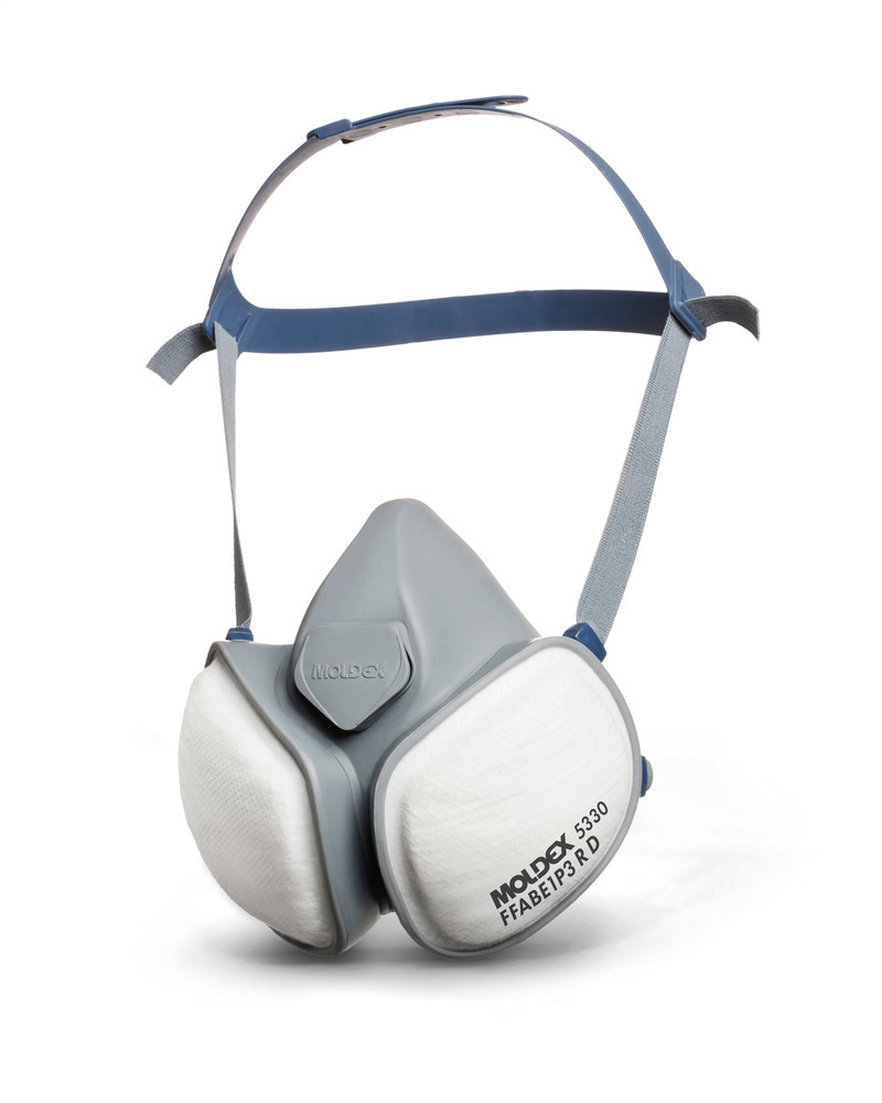 Moldex engångs-halvmask CompactMask 5330, grå, skyddsnivå FFABE1P3 R D, SS-EN 405, 10 st. per förp. - 1