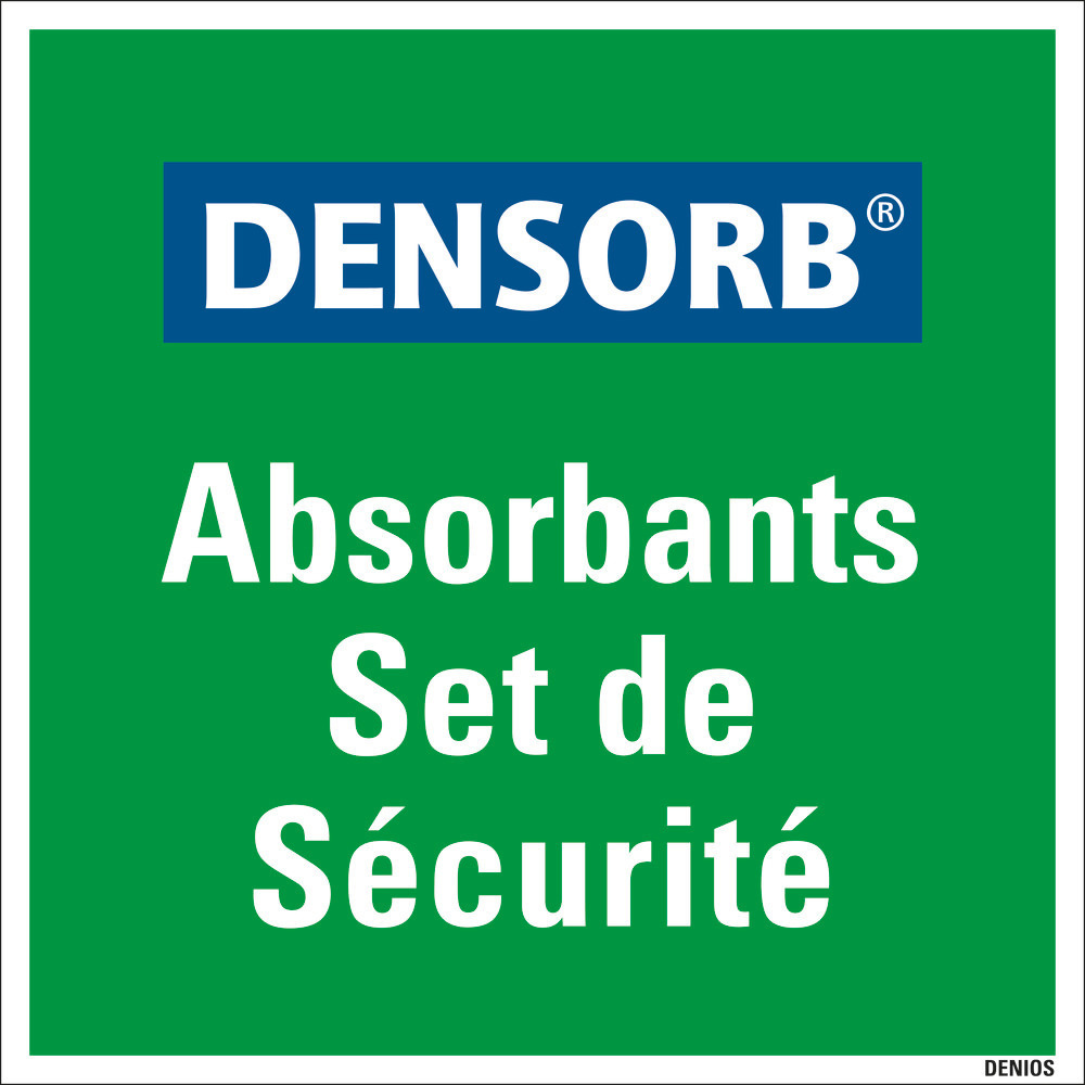 Etiquette de signalisation pour kits d'absorbants Densorb, plastique, 400 x 400 mm, français - 1
