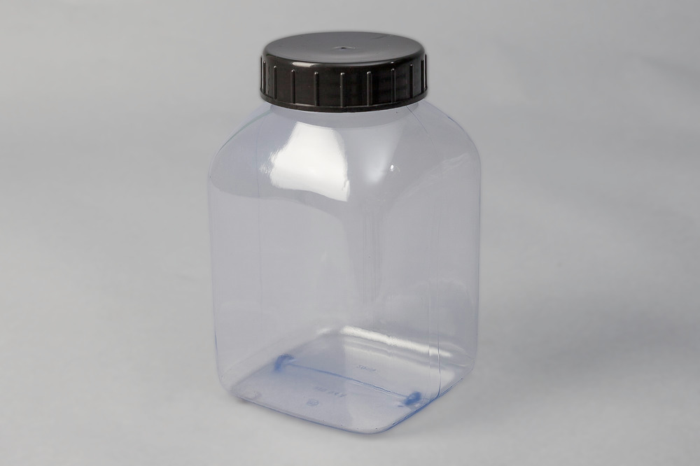 Botellas cuello ancho en PVC, rectangular, transparente natural, 2000 ml, 6 unidades - 2
