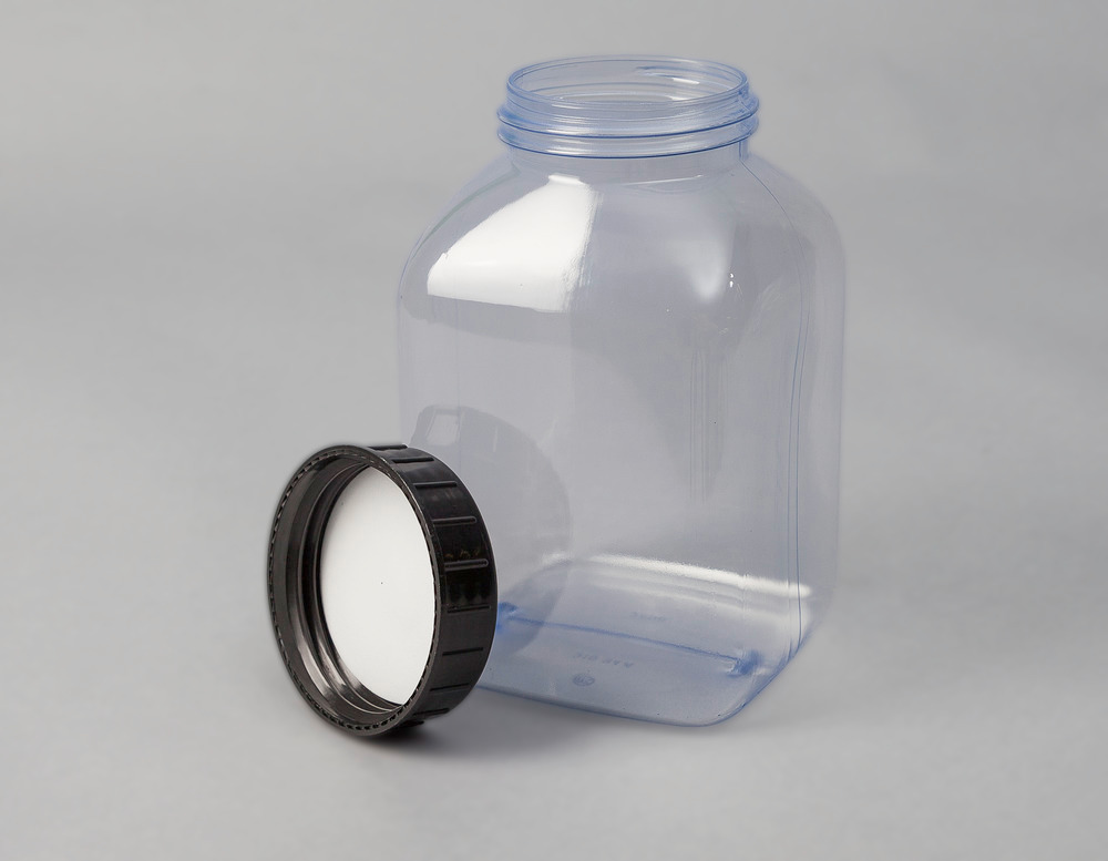Leveäkaulainen pullo PVC, kulmikas,luonnonväri-läpinäkyvä,2000 ml,6kpl - 1
