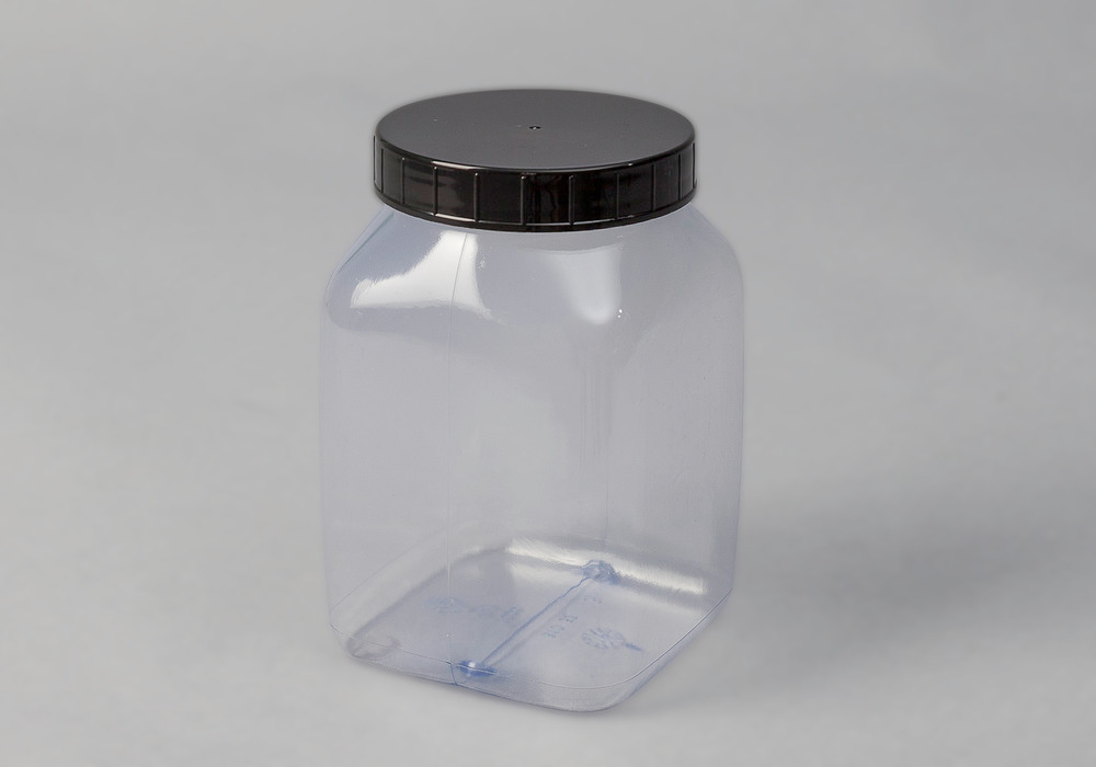 Flaske med bred hals, av PVC, kantet, transparent, 1000 ml, 16 stk. - 2