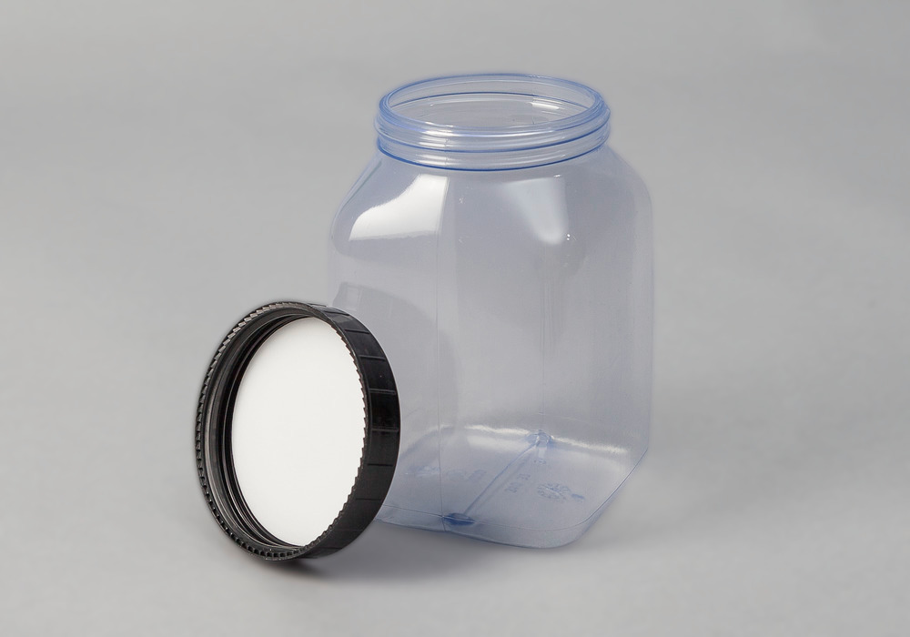 Leveäkaulainen pullo PVC, kulmikas,luonnonväri-läpinäkyvä,1000 ml,16kpl - 1