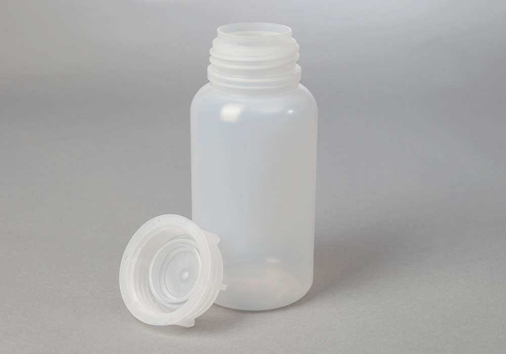 Bottiglie a collo largo in LDPE, rotonde, trasparente naturale, 1000 ml, 12 pezzi