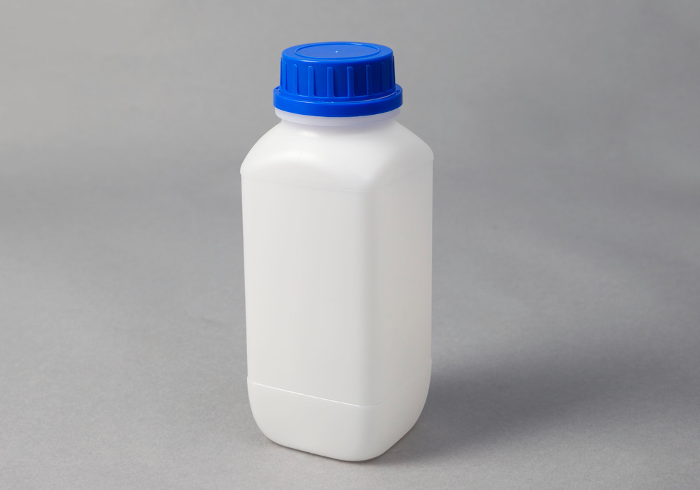 Botellas cuello estrecho en HDPE, rectangular, transparente natural 1000 ml, Homologación UN, 12 uds - 2