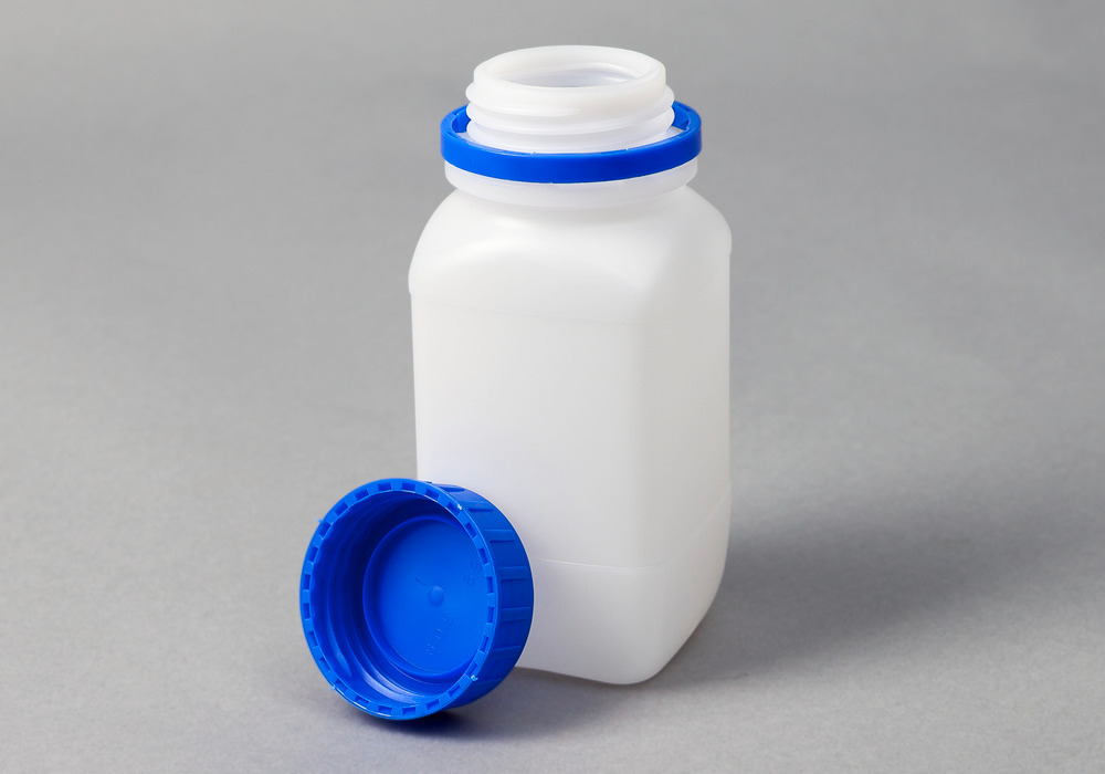 Flaske med bred hals, av HDPE, kantet, transparent, 500 ml, med UN-godkjenning, 15 stk. - 3