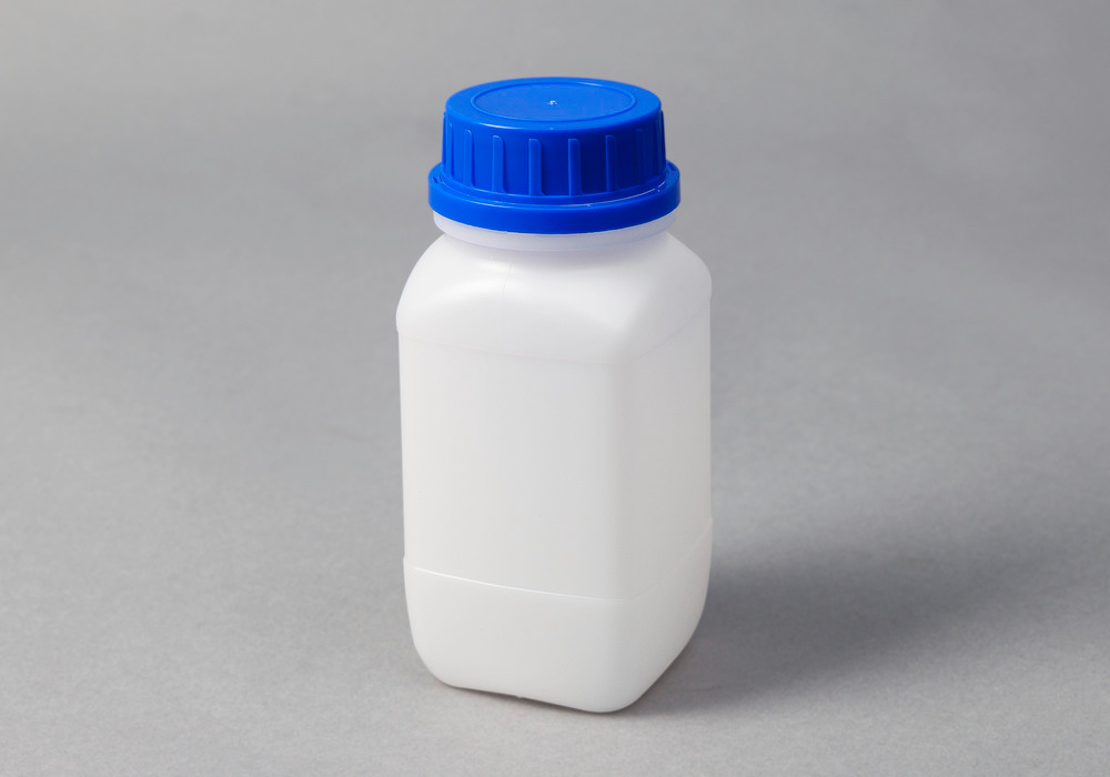Flaske med bred hals, av HDPE, kantet, transparent, 500 ml, med UN-godkjenning, 15 stk. - 2