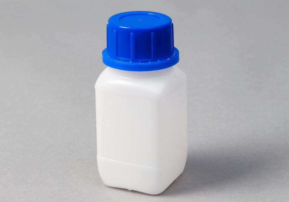 Bottiglie a collo largo in HDPE, squadrate, trasparente naturale, 250 ml, con omolog. UN, 30 pezzi - 2