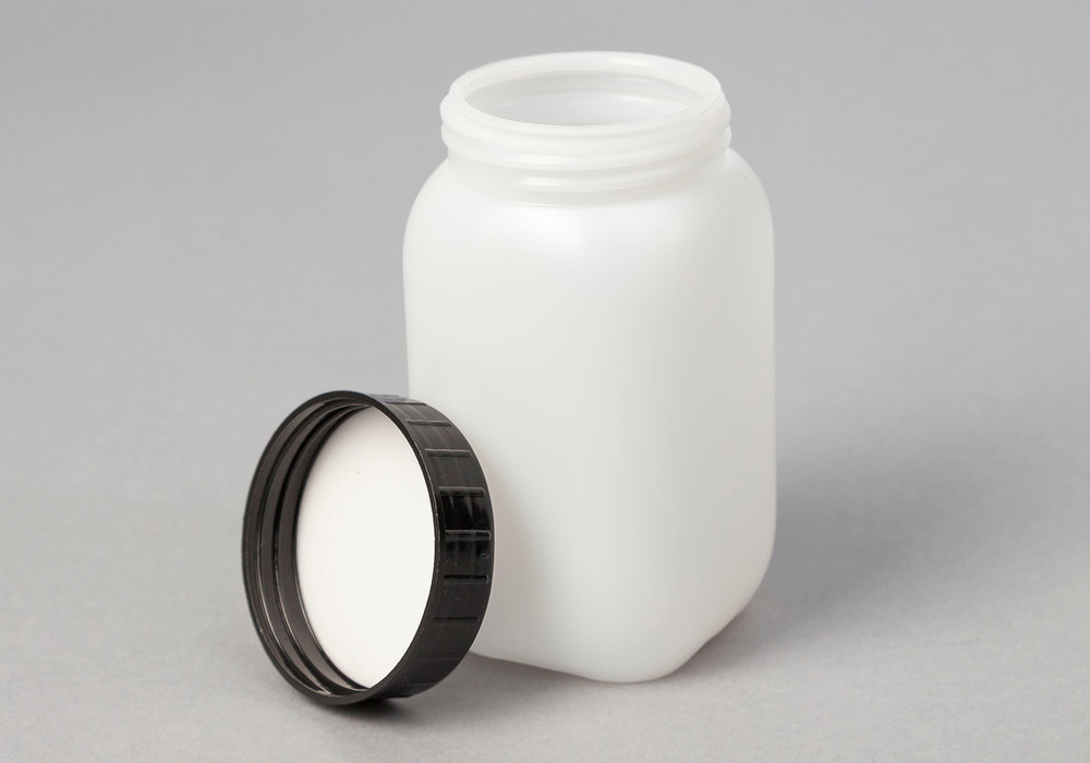Botellas cuello ancho en HDPE, rectangular, transparente natural, 500 ml, 20 unidades - 1