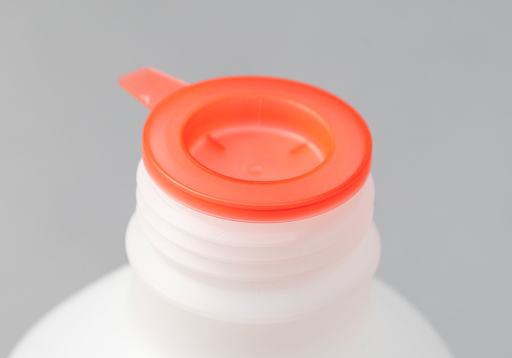 Kapeakaulainen pullo HDPE, kulmikas,luonnonväri-läpinäkyvä,1000 ml, UN-hyväksyntä, 6 kpl - 4