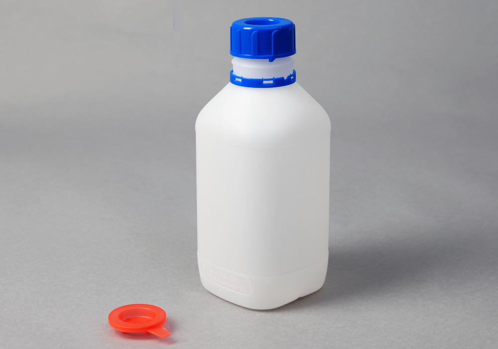 Botella cuello estrecho en HDPE, redonda, transparente natural, 500 ml, con homologación UN, 12 uds.